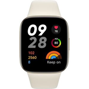 Xiaomi Redmi Watch 3, wit, 1,75 inch AMOLED-display, bluetooth-telefoongesprekken, 12 dagen batterijduur, gezondheidsbewaking, Franse versie