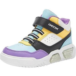 Geox Meisje J Illuminus Girl Sneakers, Wit Multicolor, 26 EU