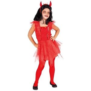 Rubies Schattig duivelskostuum voor meisjes, rode jurk, kousen en hoorns, officiële Halloween, carnaval, Kerstmis en verjaardag