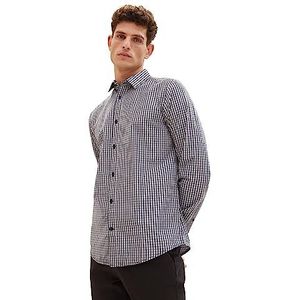 TOM TAILOR Heren Regular Fit geruit overhemd van katoen, 32281-Navy Lilac Small Check, XL