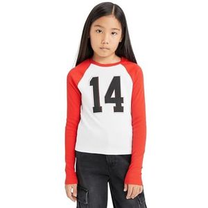 DeFacto Blouse T-shirt tiener voor meisjes met lange mouwen voor kinderen, stijlvolle en comfortabele kleding voor jongens en meisjes, wit, 9-10 Jaar