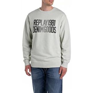Replay Heren regular fit sweatshirt van katoen, M64 Light Mint Melange, L