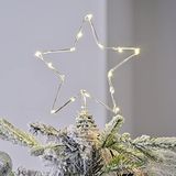 Ginger Ray Moderne Zilveren Ster Kerstboom Topper met Lichten, 25cm
