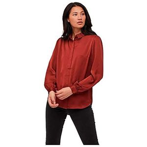 Vila Dames Viellette Satin L/S Shirt/Su-Noos Blouse, Fired Brick, 34