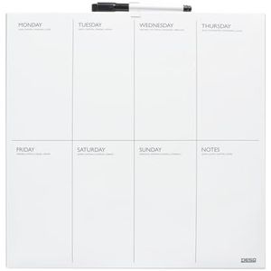 DESQ® Weekplanner 35 x 35 cm - kalenderlay-out, frameloos, whiteboardmarker, magnetisch, droog afwasbaar, Duits