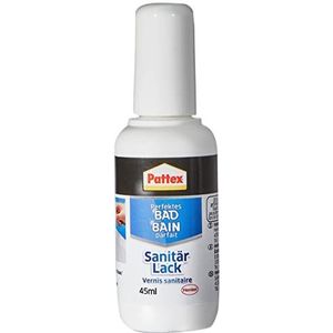 Pattex Sanitair 2058831 lak 45 ml, speciale lak voor krassen en scheuren in het huishouden, 1 stuk, PL50W,wit