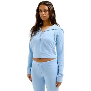 Juicy Couture Oola Hoodie met capuchon, jersey sweatjack met capuchon en ritssluiting, powder blue, S