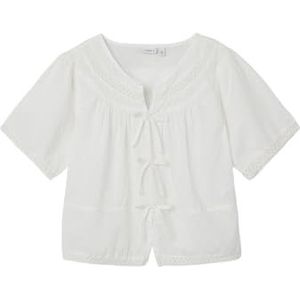 NAME IT Meisjes Nkfjatide Ss Top Korte Mouw Blouse, wit, 122/128 cm