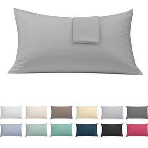 ECOMMERC3 2 kussenslopen, 45 x 80 cm, extra zacht en comfortabel, zilvergrijs, gemaakt in Spanje, ademend, gemakkelijk te wassen