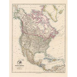 Stanfords Folio North America Map 1884 canvas print, meerkleurig, 60 x 80 cm