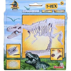 Simba 104342547 Dinosaurusskelet om te graven, 3 verschillende compartimenten, slechts één item, T-Rex, triceratops, stegosaurus, 3 fossielen, dinosaurussen insert, 23 cm, gereedschap, vanaf 3 jaar