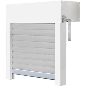 Schellenberg 39045 Opzetrolluikset voor ramen, rolluiksysteem Mini, PVC, 75 x 50 cm, wit/grijs, in te korten in hoogte, breedte, incl. EPS-isolatie en accessoires voor zelfmontage