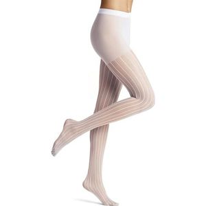 FALKE Dames Panty Linear Lounge W TI Transparent Gedessineerd 1 Stuk, Wit (White 2209), L