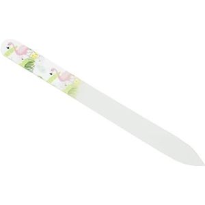 Glazen nagelvijl: premium glasvijl voor nagels, dubbelzijdig geëtst met flamingo-motief - glazen nagelvijl dubbelzijdig voor manicure, pedicure - Fantasia