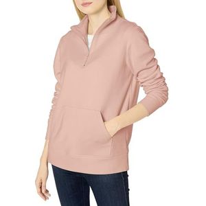 Amazon Essentials Dames Lange mouwen Lichtgewicht Franse Terry Fleece Quarter-Zip Top,roze,L