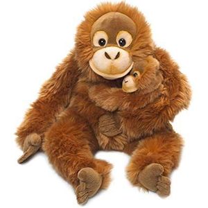 WWF WWF16112 World Wildlife Fund pluche orang-oetan moeder met baby, realistisch vormgegeven pluche dier, ca. 25 cm groot en heerlijk zacht, bruin