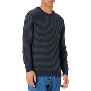 SELECTED HOMME SLHCOIN LS Knit Crew Neck W NOOS Pullover Phantom/Stripes: Body Dark Sapphire, L, Phantom/Stripes: body Dark Sapphire, L