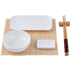 BERGNER Q3565 Sushi-set, 12-delig (porselein + bamboe + hout) collectie Foodies