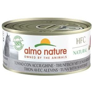 Almo Nature - HFC Natural met tonijn en witwassen - nat voer voor volwassen katten: 24 blikjes van 150 g