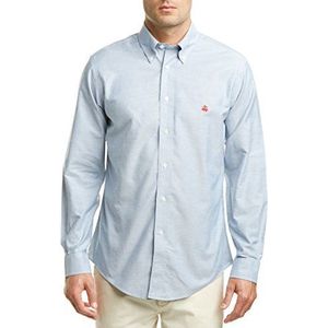 Brooks Brothers heren hemden sportshirt Oxford Solid Blue