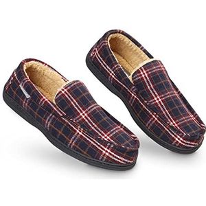 Dunlop Mocassins, slippers voor heren, nepbont, met rubberen zool en traagschuim, huisslippers, binnenschoenen, geschenk voor heren, 45 EU
