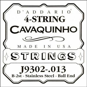 D'Addario J9302 enkele snaren voor Cavaquinho, blanker staal, 013