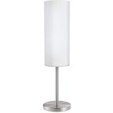 EGLO Tafellamp Troy 3, tafellamp met 1 vlam, stalen bedlamp, kleur: mat nikkel, glas: gesatineerd wit, fitting: E27, incl. schakelaar, 10,5 x 10,5 x 46 cm