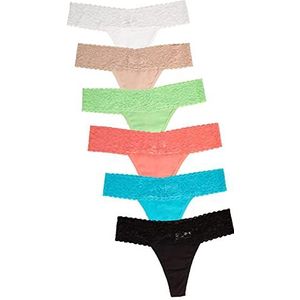 Jo & Bette Tanga-ondergoed voor dames, van katoen, sexy, zacht, met kant, 6 klassieke onderdelen, S