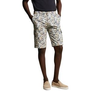 Bermuda - Lichtblauw - Met Grafische All-Over Print - Normale Pasvorm