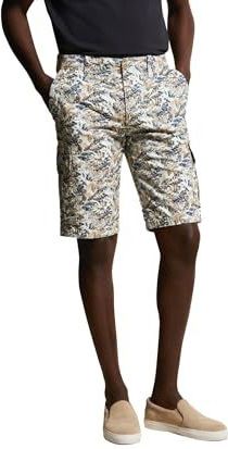 Bermuda - Lichtblauw - Met Grafische All-Over Print - Normale Pasvorm