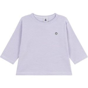 Petit Bateau Katoenen baby-T-shirt met lange mouwen, gestreept, Squaw/Marshmallow, 3 Maanden