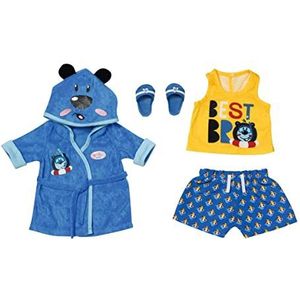 BABY born Bad Deluxe jongensutfit - Voor 43cm poppen - Bevat een badjas, shirt, kort broek en schoenen - Gemakkelijk voor kleine handen - Promoot emphatie en sociale vaardigheden - 3+ jaar - 832011