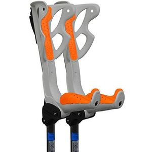 FDI Ergodynamic Pro Shock Absorbing Ultra Comfort Elbow Open Manchet Verstelbare Krukken - Wit + Variaties User Weight 75kg> Orange Grips