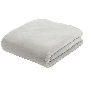 Gözze - Premium Cashmere Feel knuffeldeken voor in de woonkamer, 500 g/m², 180 x 220 cm - zilver