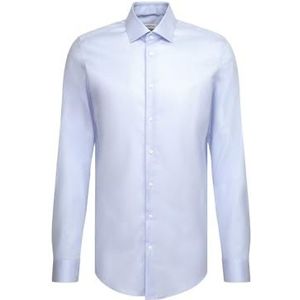 Seidensticker Zakelijk overhemd voor heren, slim fit, strijkvrij, kent-kraag, extra lange mouwen, 100% katoen, blauw, 38