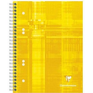 Clairefontaine 8572C -Set van 5 Studium Spiraalschriften - A5+ 16x21cm-160 uitscheurbare geperforeerde kleine ruiten pagina's met 6 gaten-90g wit papier -Gelamineerde karton kaft-willekeurige kleuren