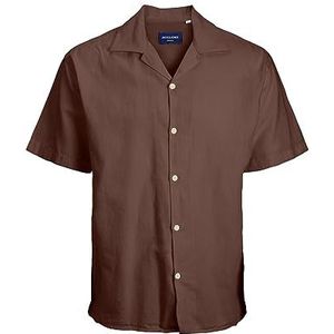 JACK & JONES Jorbelize Linen Resort Shirt Ss Shirt met korte mouwen voor heren, bruin (chestnut), L