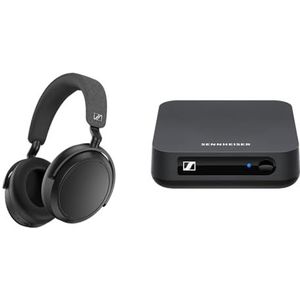 Sennheiser 509266 MOMENTUM 4 draadloze hoofdtelefoon - Bluetooth headset voor kristalheldere gesprekken - zwart & Sennheiser BT T100 Bluetooth-audiozender voor HiFi of Home Entertainment - Zwart
