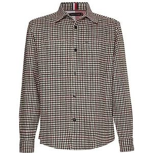 Tommy Hilfiger Heren Bonded Tattersall Overshirt Casual Shirts, Ivoor/Multi, S, Ivoor/Multi, S