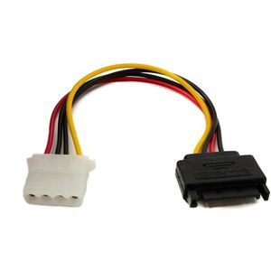 System-S SATA-kabel 20 cm 15-pins stekker naar IDE 4pin Molex adapter voor harde schijf schijven