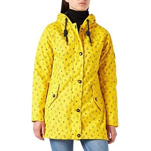 Ankerglut Friesennerz regenjas voor dames, met capuchon, gevoerd, waterdicht, weerbestendig, overgangsjas, #Ankerglutwolke regenjas, geel, 34