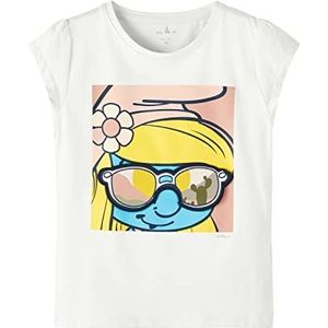 Bestseller A/S NMFANI Smurfs SS TOP VDE T-shirt, helder wit, 86, wit (bright white), 86 cm