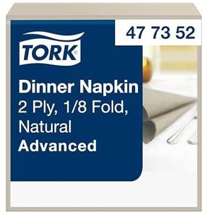 Tork Dinnerservet Naturel, 1/8-vouw 2-laags, 39 x 39 cm, 150 servetten, 477352