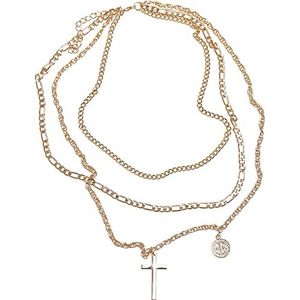 Urban Classics Unisex halsketting Mini Coin Cross ketting goud één maat