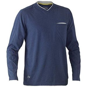 Bisley Workwear UKBK6933_BPCT Flex & Move Katoen Rijk T-Shirt V-hals Lange mouw-Navy Marle, 2XL