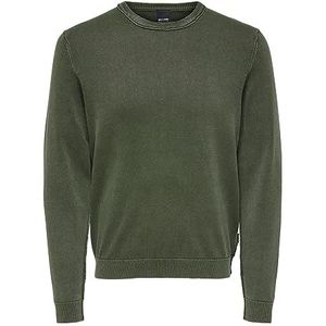 ONLY & SONS ONSCLARK REG WASH Crew Knit Sweater, Forest Night, M, Forest Night, M