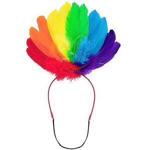 Boland 44636 - Regenboog Tiara Pride, Progress, LGBTQ, hoofddeksel, haarband met veren, kostuum accessoire voor Pride, carnaval en themafeest