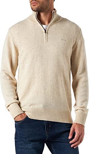 Trui met opstaande kraag met rits SCHOTT. Wol materiaal. Maten L. Beige kleur