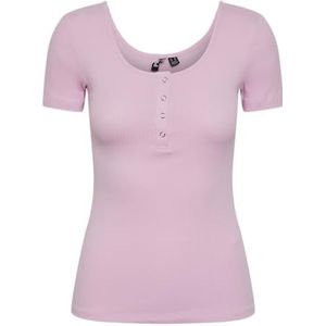 PIECES Pckitte Ss Top Noos T-shirt voor dames, Pastel Lavender, XS