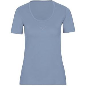 Trigema Dames T-shirt met brede hals en kristallen stenen - 502211, parelblauw, M